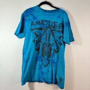 American Fighter‎ Graphic T-Shirt Premium Athletics Blue Tie Dye Mens Medium